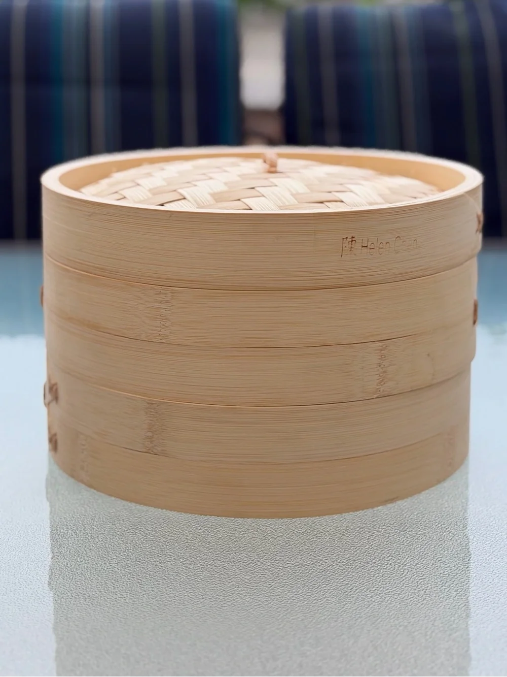 Helen Chen 2-Tier Asian Kitchen 10-Inch Natural Bamboo Steamer ~ 3-Piece Set